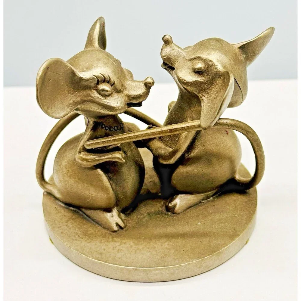 Hudson Pewter Dancing Mouse Mice Figurine Fine Love Couple USA Vintage 1.75 inch